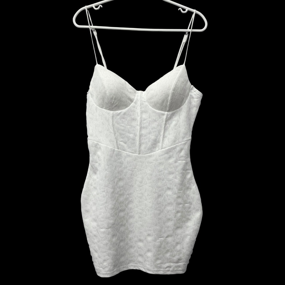 Privy White Corset Bodycon Mini Dress Bustier Coquette Women M Party Cocktail